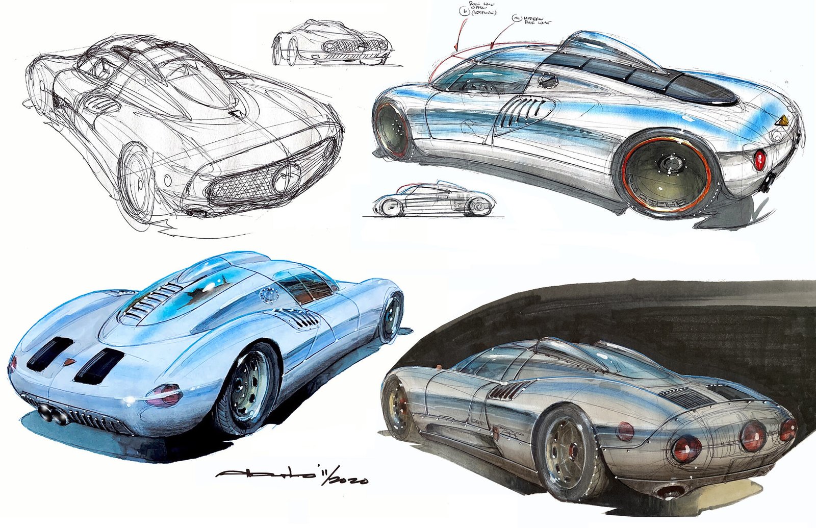 Early volume studies and marker renderings of the Panamericana 993